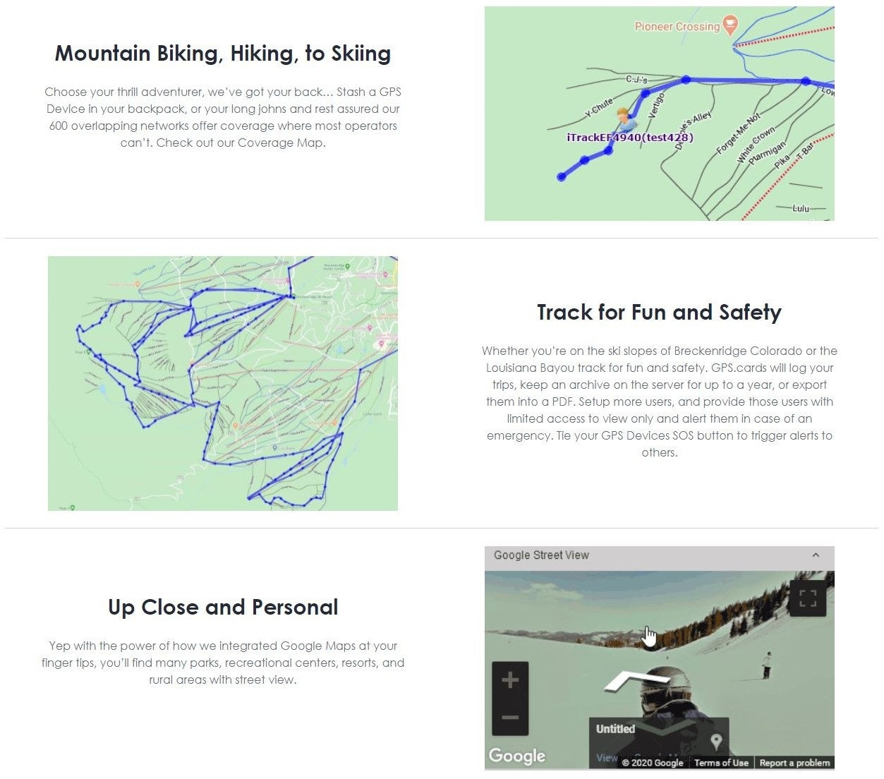 GPS tracking app screen with route maps and location markers