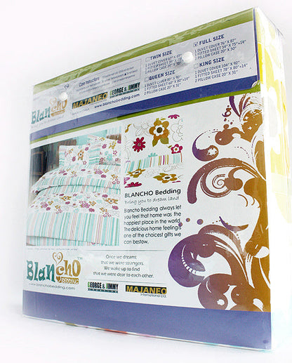 Twin-size mini comforter set box with leaf and floral print bedding design