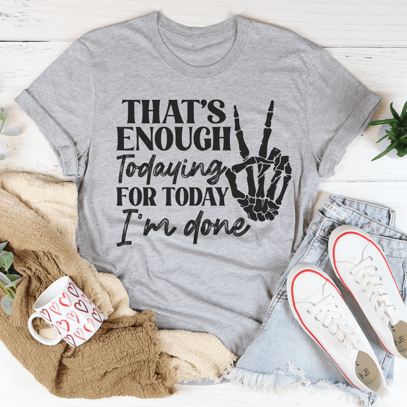 Athletic heather T-shirt with dark text and handprint graphic on the chest