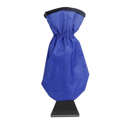 Purple ice scraper glove with black blade and fleece-lined cuff
