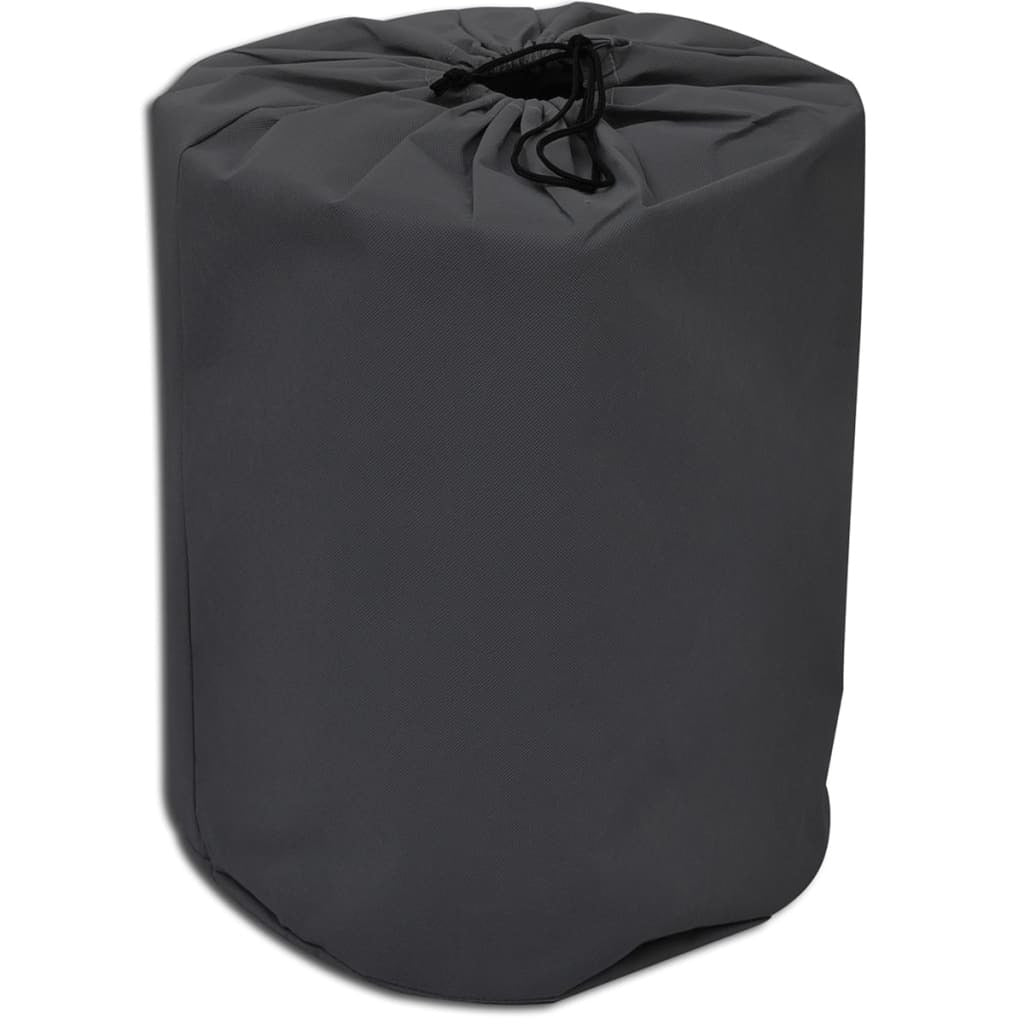 Gray caravan cover storage bag with drawstring closure