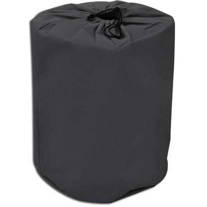 Gray caravan cover storage bag with drawstring closure