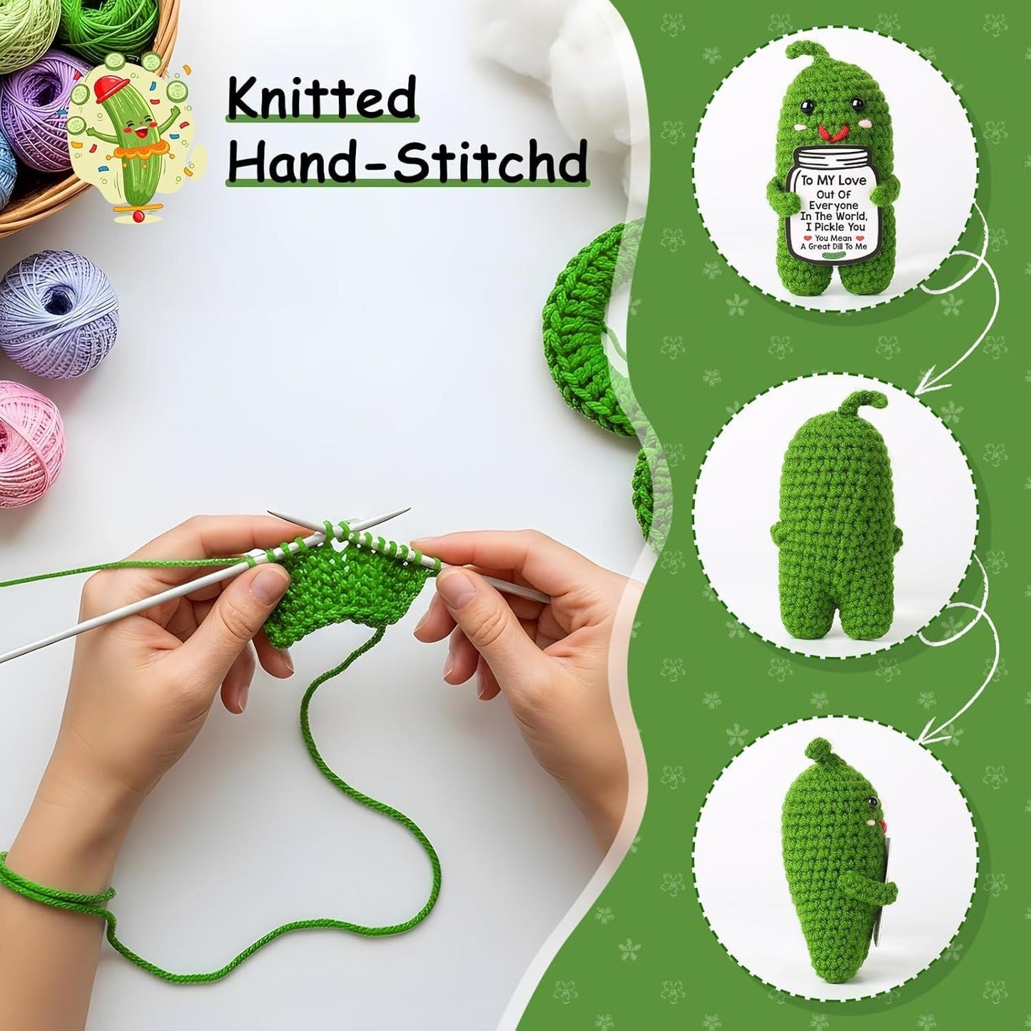 I Love You Gifts for Her Him, Birthday Christmas Gifts for Boyfriend Girlfriend, Wife, Husband, Couple, Romantic Gifts Anniversary Gifts for Women Men, Valentine's Day Gifts Handmade Crochet Pickle