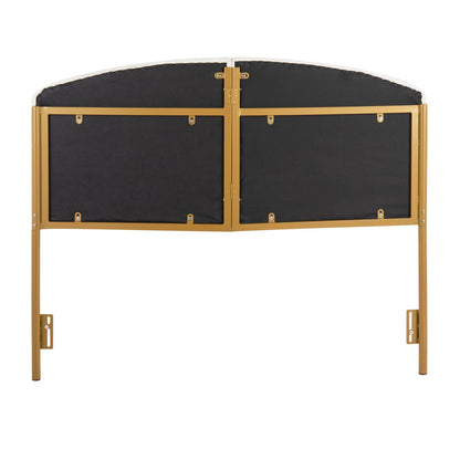 Lindsey Contemporary/Glam Queen Headboard in Gold Steel and Cream Velvet by
