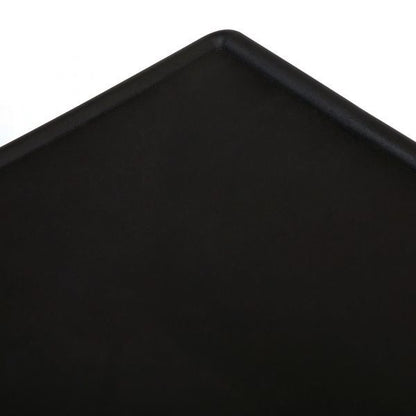 Black folding TV tray table tabletop corner detail
