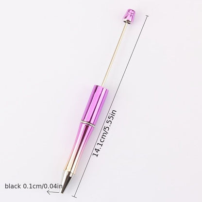 5pcs Electroplated Bead Pen Plastic Beadable Pen Bead Ballpoint Pen Assorted Bead Pen Shaft Black Ink Rollerball Pen For Kids Students Office School Supplies