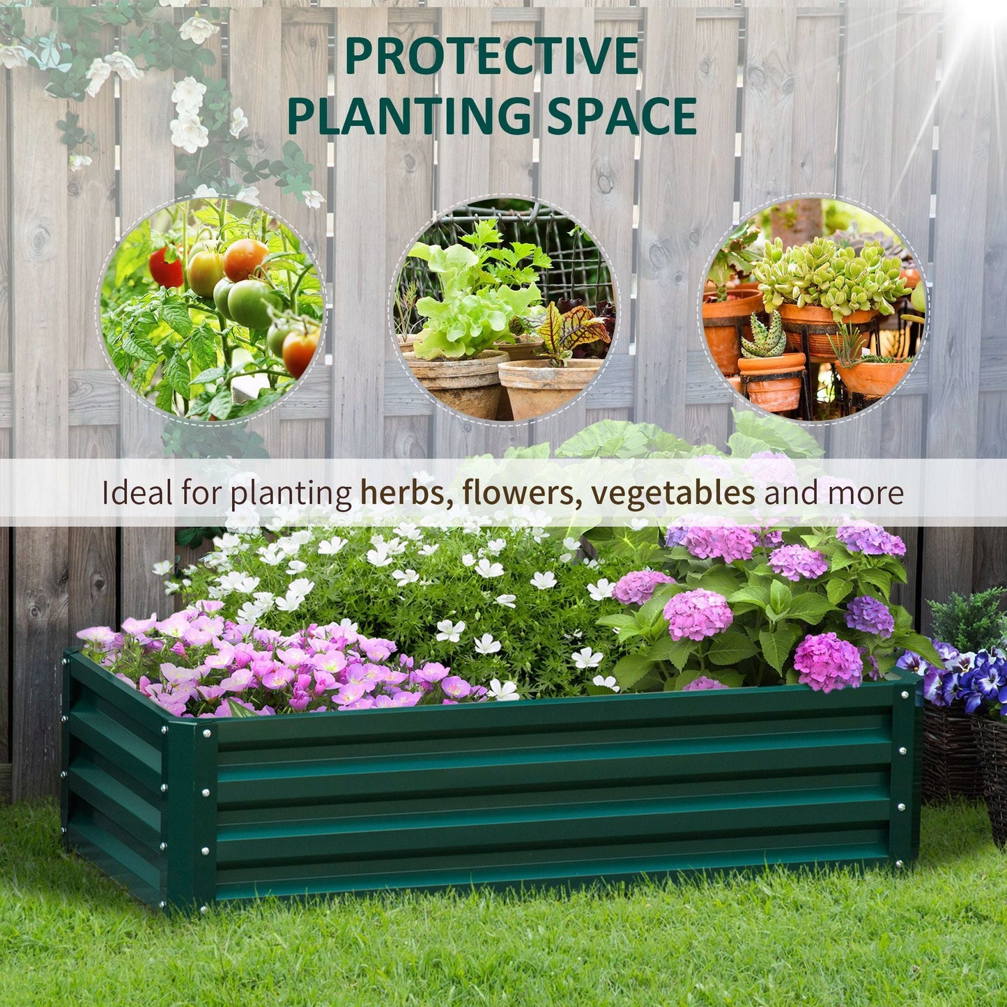 Galvanized Raised Garden Bed, Outdoor Planter Box for Vegetables, Flowers, Herbs, 4' x 2' x 1', Green