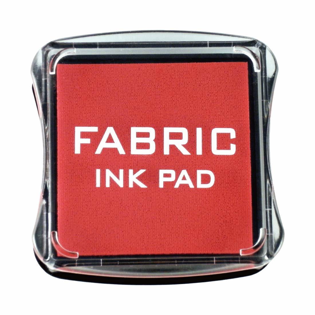 Red fabric ink pad in clear square case, with FABRIC INK PAD label
