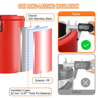 Stainless Steel Insulated Beverage Dispenser, 4.5 Gallon 17.2 Liter, Thermal Hot and Cold Drink Server Dispenser with Spigot Handle, Food-grade for Hot Tea Coffee Water Restaurant Drink Shop