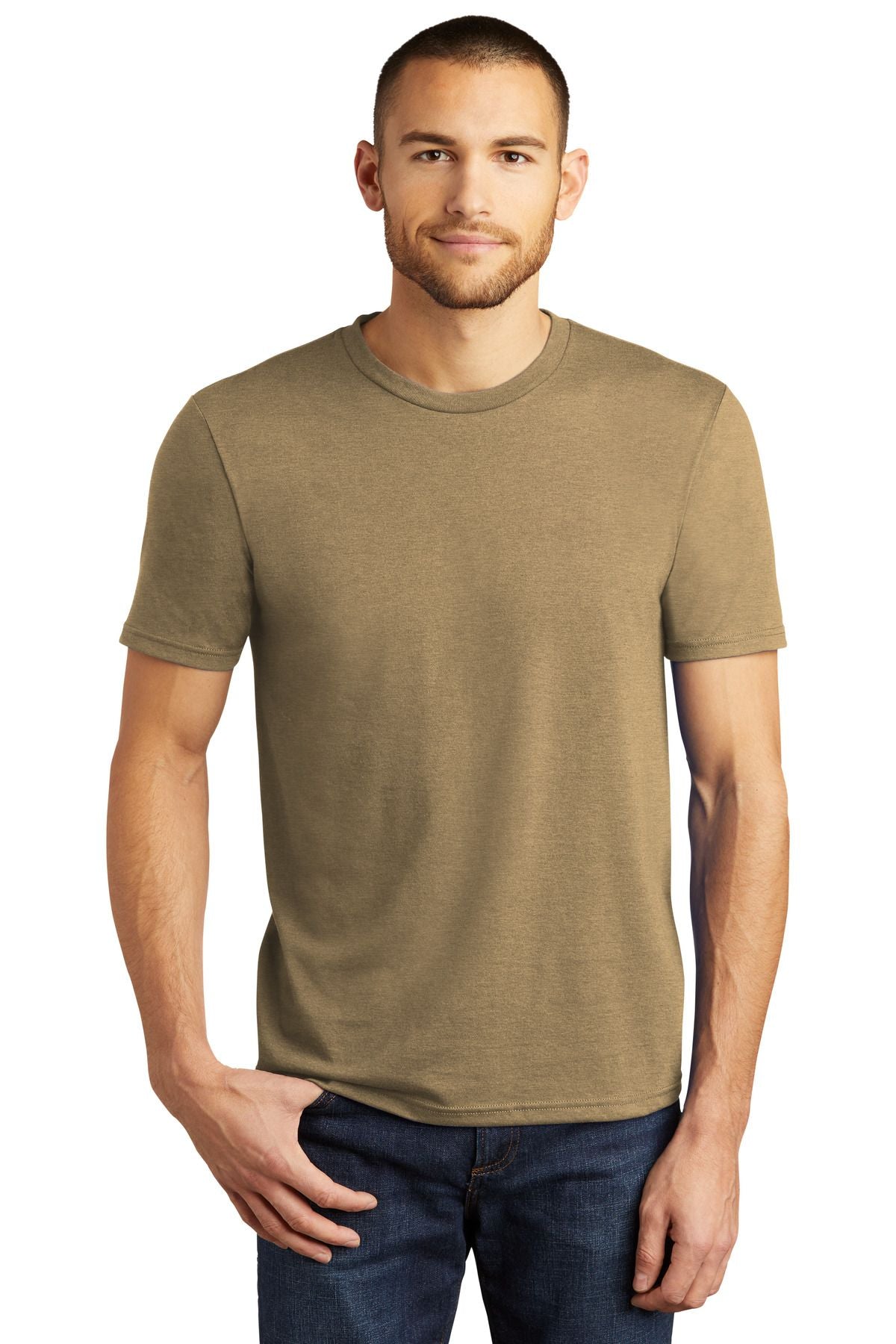 Men's tri-blend crew neck T-shirt, olive heather, short sleeves