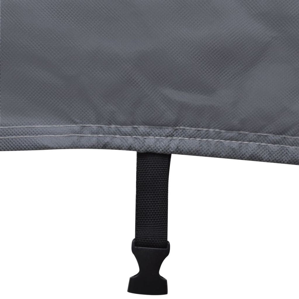 Gray caravan cover fastening strap with elastic stop