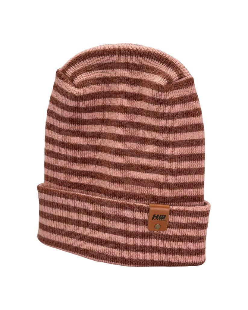 HAAKWEAR Theta Stitch RORO Cuffed Beanie (Patent Pending Design)-Pink/Burgundy, Made in USA