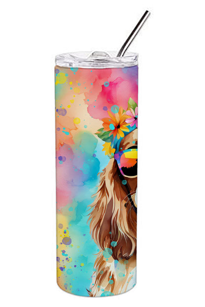 Cavalier Spaniel Hippie Dawg Stainless Steel Skinny Tumbler Vacuum Double Walled Reusable Insulated Tumbler Travel Cup for Coffee Cocktails Gift with Lid, 20 oz