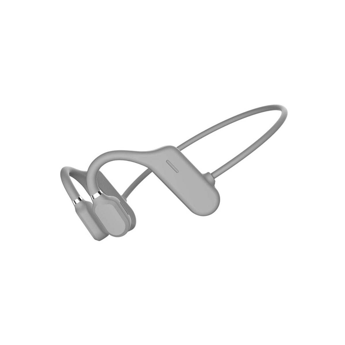 Open-ear wireless headphones in light gray with curved open frame