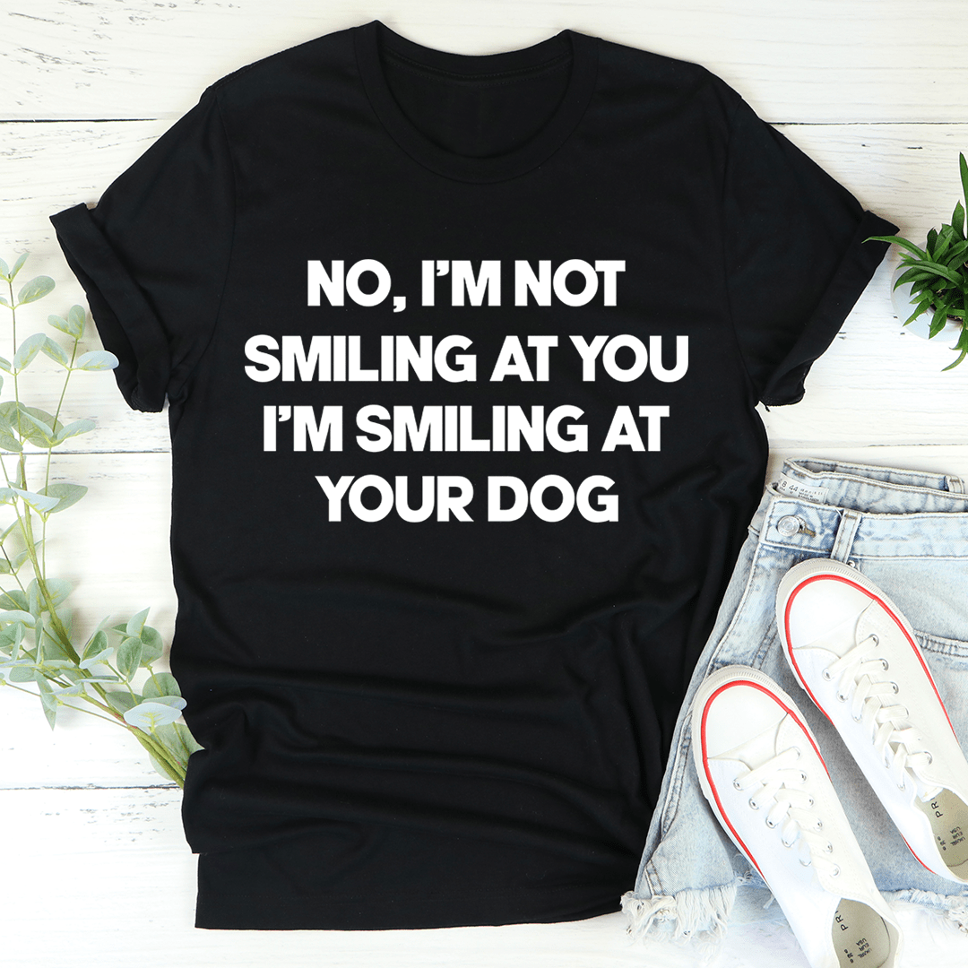Black crewneck T-shirt with bold white slogan graphic
