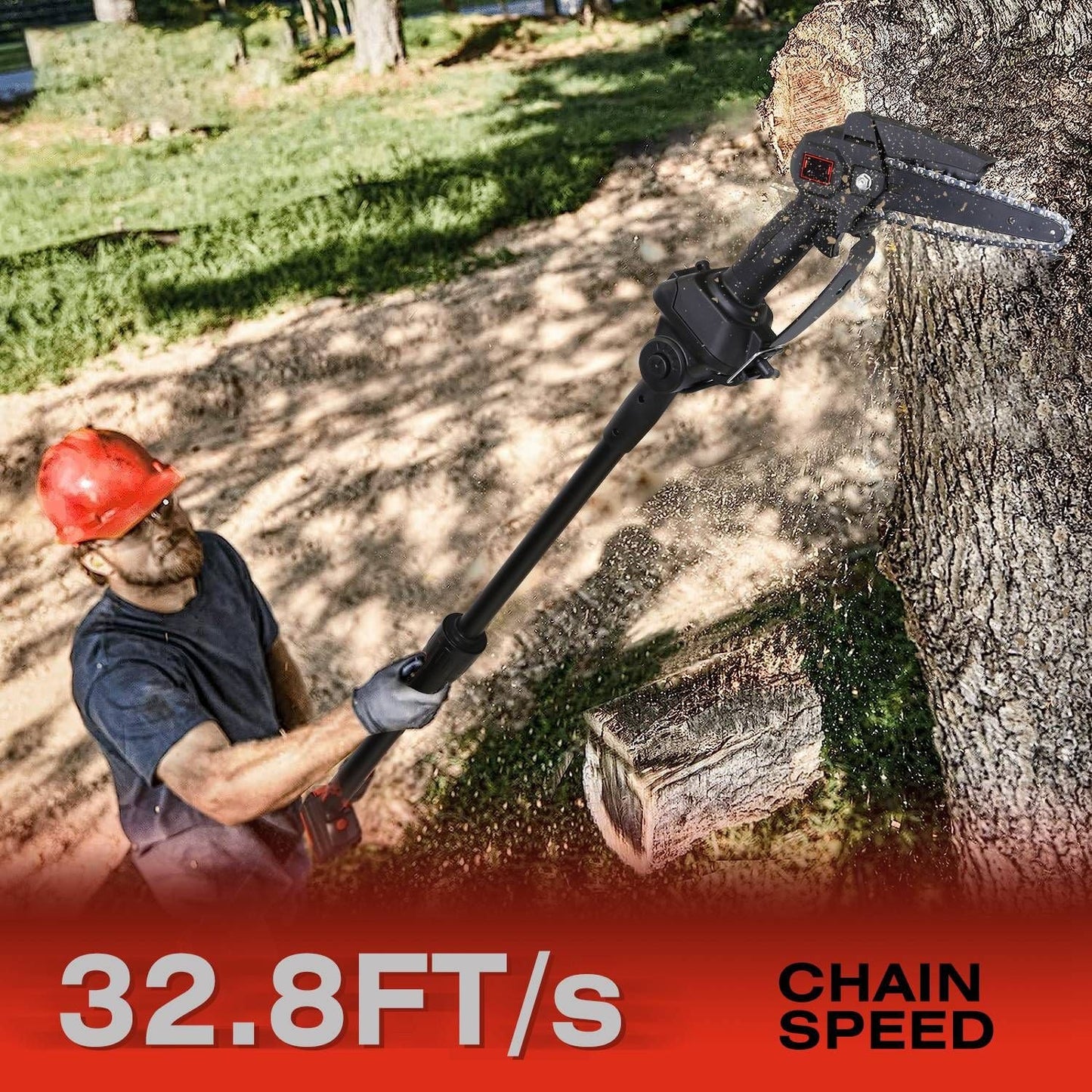 2-in-1 Cordless Pole Saw & Mini Chainsaw Electric Mini Chainsaw Length Adjustable Cordless Chain Saw with 2Pcs 1500mAh Batteries 4in/6in Chains for Tree Trimming