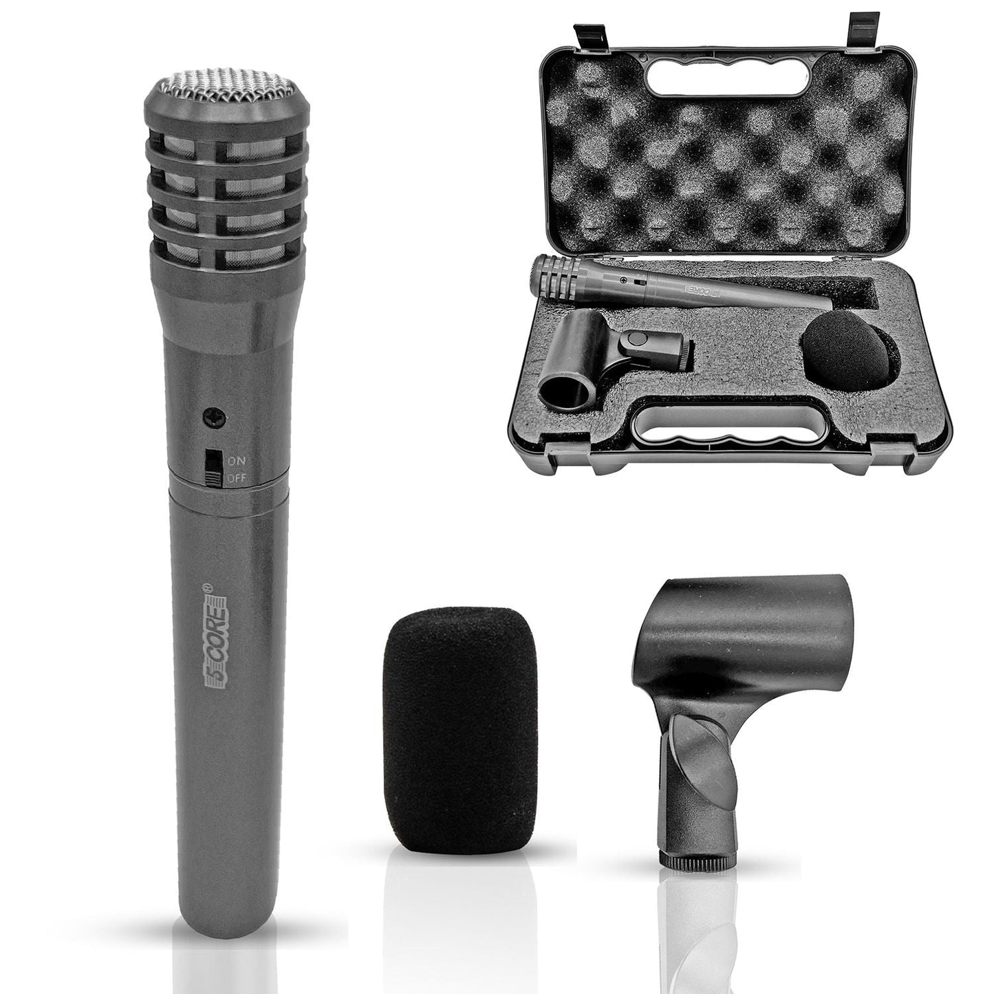 5 CORE Professional Instrument Microphone Pencil Mic Condenser Cardioid Unidirectional Stick Microfono with Windscreen Mic Clip & Case - INSTRU MIC 100 GREY