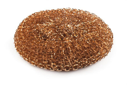 Oval brown copper scrubber pad, wire-mesh cleaning sponge