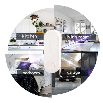Insect repeller device, white oval body with small control button in a room setting