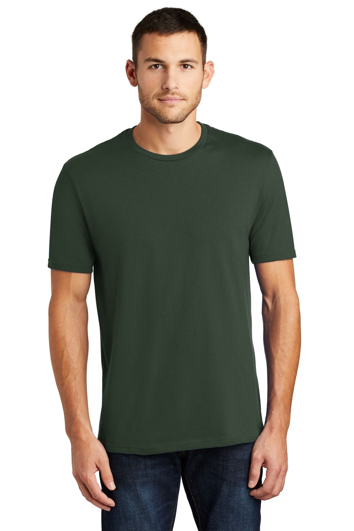 Men's crewneck short-sleeve tee in dark green