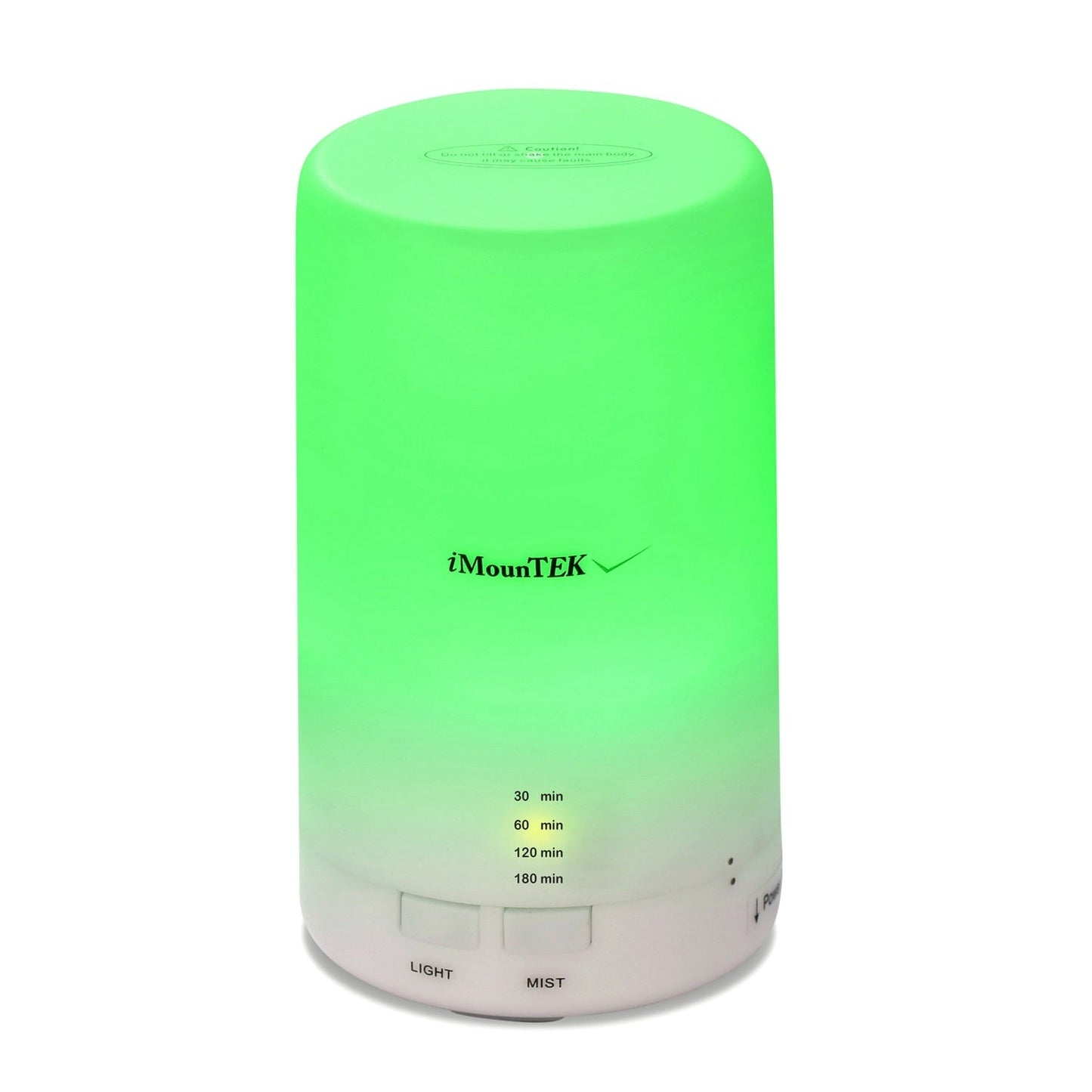 Mini cool mist humidifier with color LED glow and front LIGHT/MIST buttons