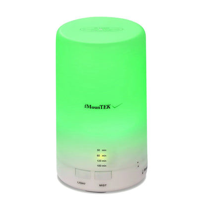Mini cool mist humidifier with color LED glow and front LIGHT/MIST buttons