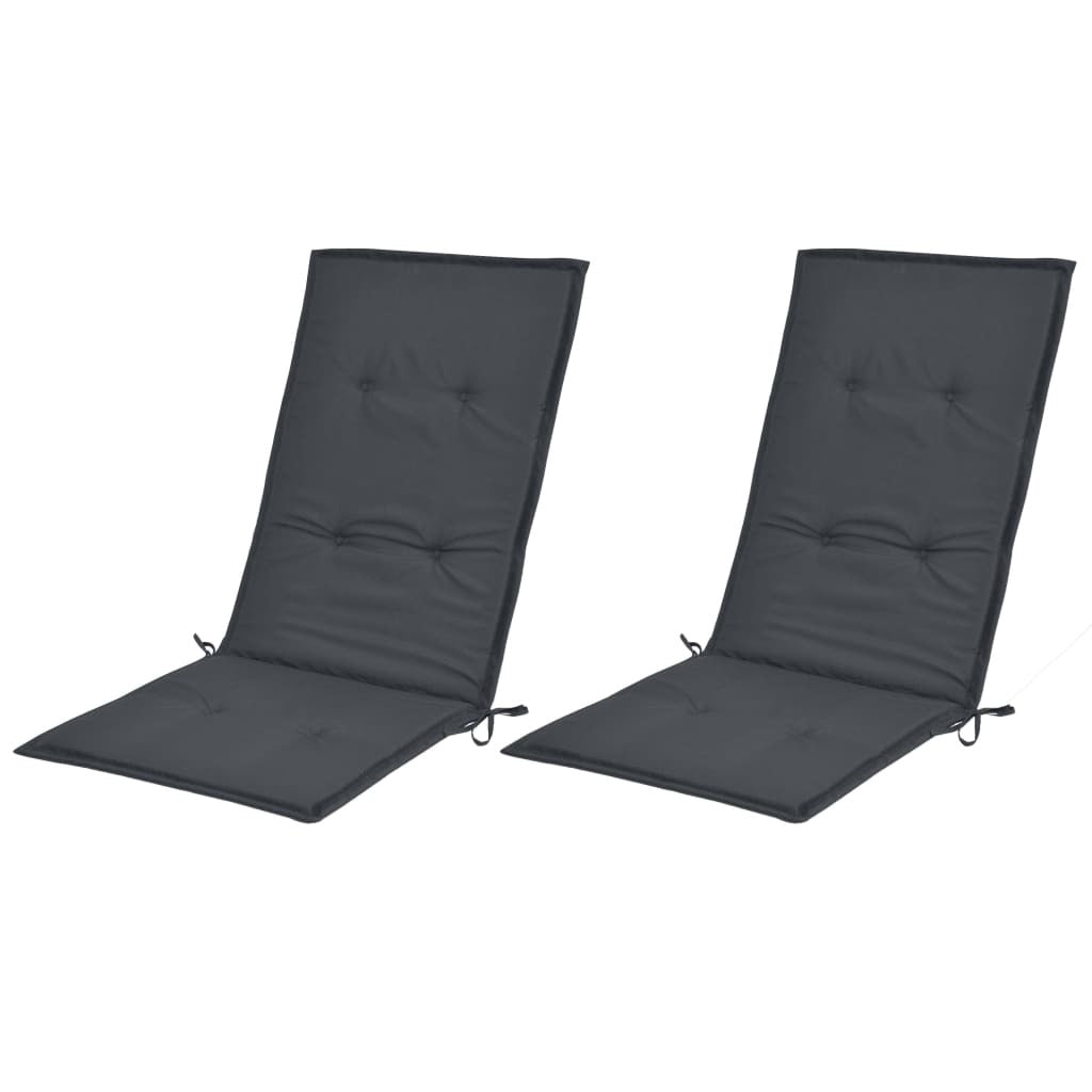 Garden chair cushions, 2-pack, anthracite dark gray seat and back pads with ties