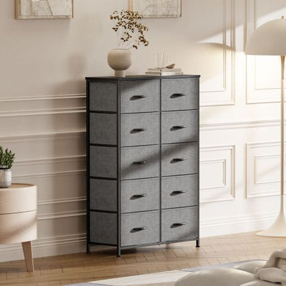 Bedside Table For Bedroom With 10 Fabric Drawers Storage Cabinet Steel Frame Closet For Clothes Storage Display Cabinet