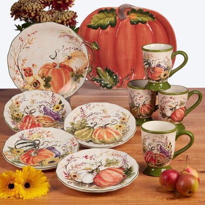 Harvest Morning Set of 4 Ceramic Mugs – Sip coffee, tea, or hot cocoa in cozy autumn style with these beautifully detailed mugs, perfect for crisp mornings and holiday moments 16 oz