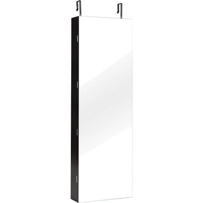 Black mirrored jewelry cabinet door with two top hanging brackets