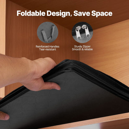 VEVOR grey foldable storage bag with reinforced handles and smooth zipper closure