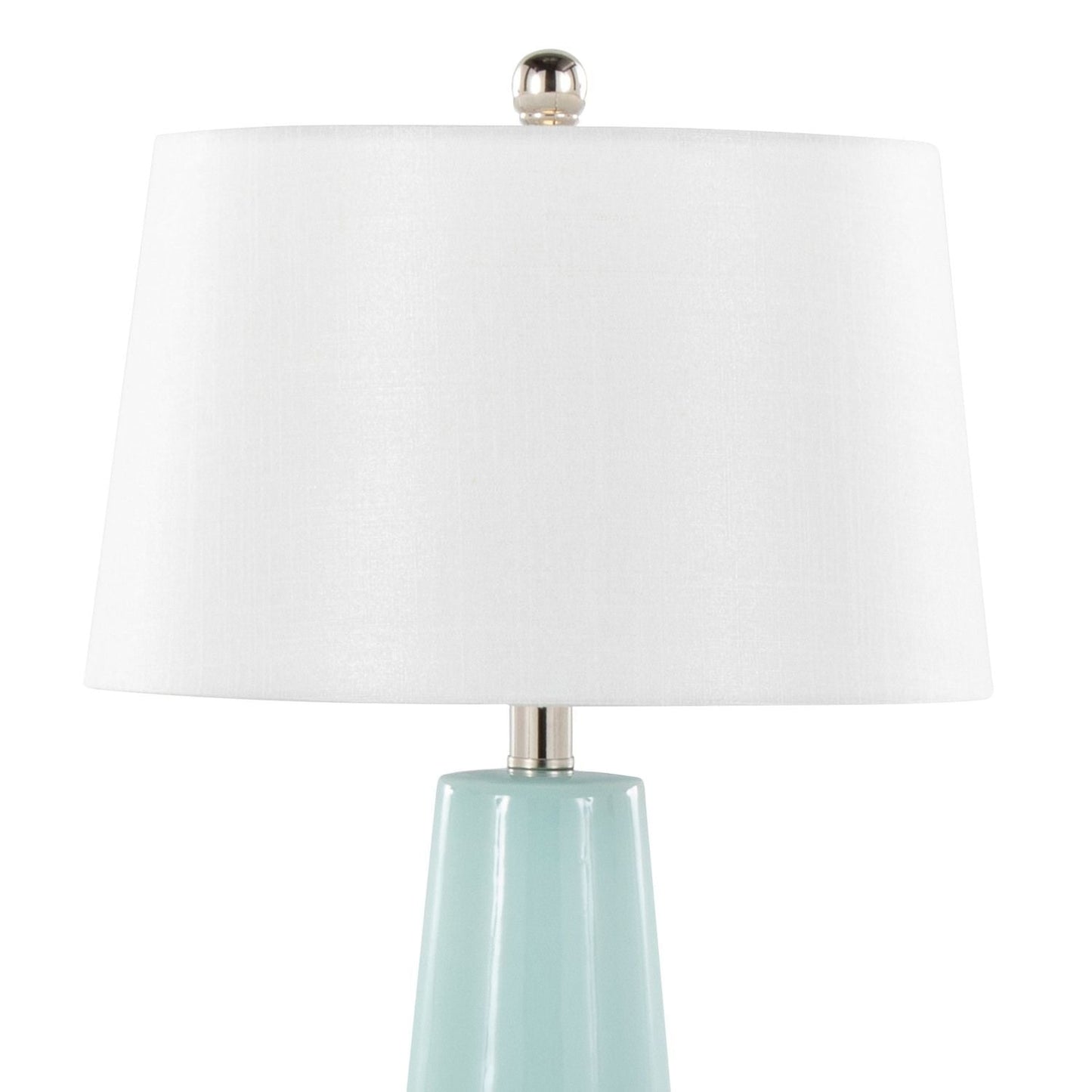 Penelope 22" Contemporary Ceramic Table Lamp with Tiffany Blue & Silver Ceramic Body and White Shade by