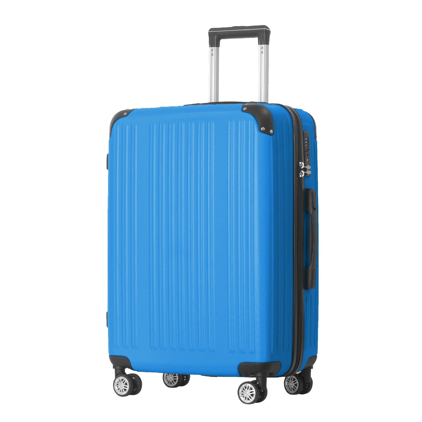 3-Piece Lightweight ABS Hardshell Luggage Set (20", 24", 26") in Deep Blue with Spinner Wheels, TSA Lock, and Adjustable Telescopic Handle - Durable Travel Suitcases