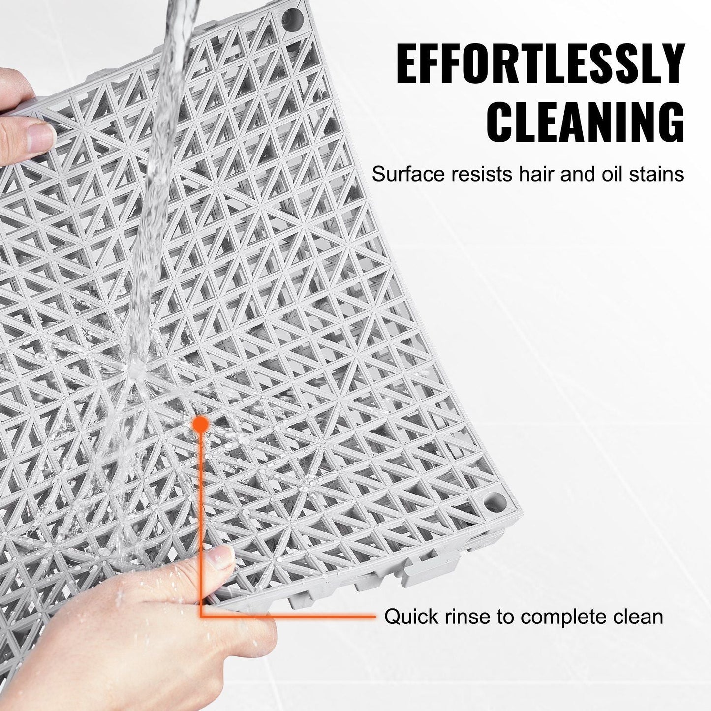 VEVOR Interlocking Tile 50PCS Gray, Drainage Tiles 12" x 12" Splicing, PVC Interlocking Drainage Floor Tiles, Non-Slip Drainage Holes for Restroom, Bathroom, Kitchen, Pool, Wet Areas