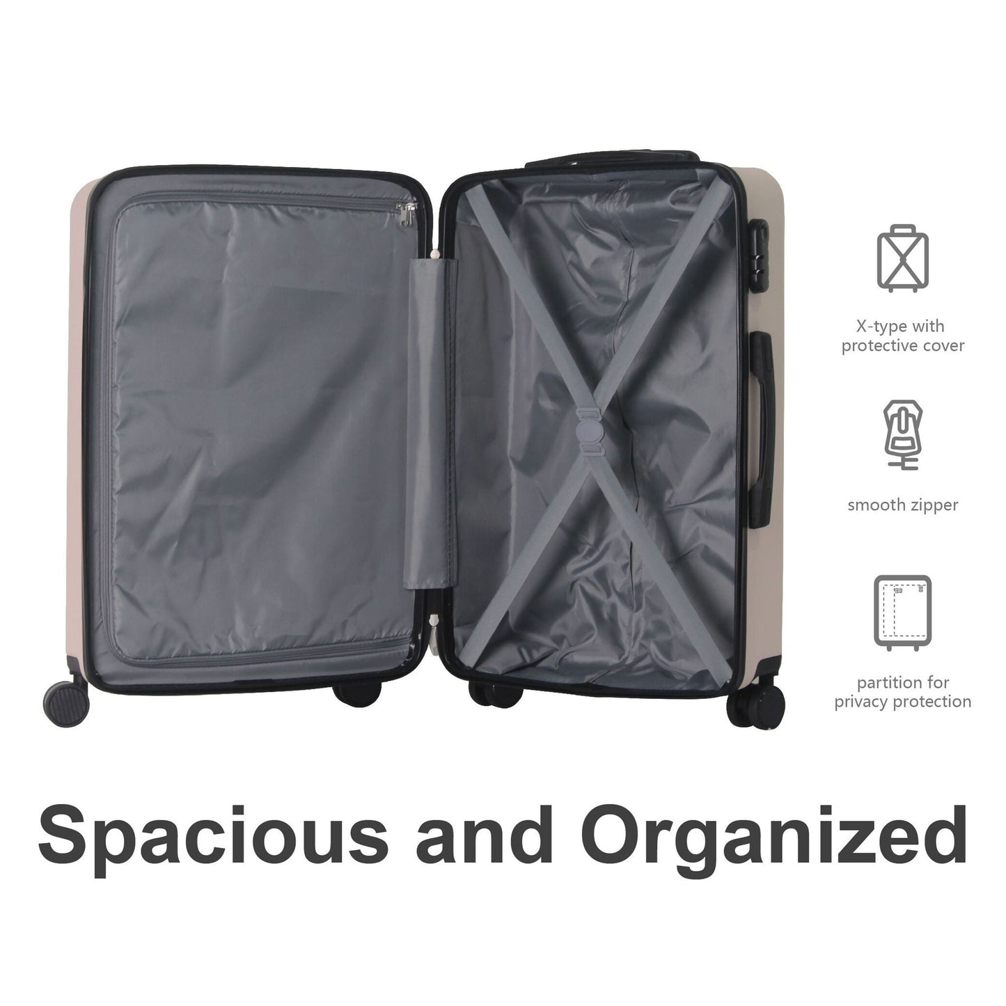 Luggage Sets ABS Hardshell 3pcs Luggage, Lightweight Durable Suitcase sets Spinner Wheels Suitcase 20''24''28'' (PINK)