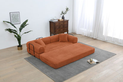 Foldable Sofa Bed, 77.9'' Folding Floor Couch, Compressed Convertable Sleeper Sofa, Memory Foam Couch with Pillow Back Support Armrest, 4-in-1 Futon Sofa Bed for Living Room, Army green