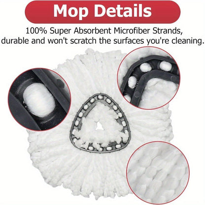 6 Pack O Cedar Spin Mop Replacement Mop HeSpin Mopd, Spin Mop Replacement Microfiber Mop Head, 360 Degree Easy Wringing Dust Mop Head with One Base and One Handle