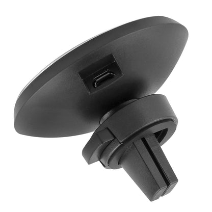 Black magnetic wireless car charger with rear USB charging port