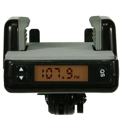 Black FM transmitter module with display and SOS label for car audio