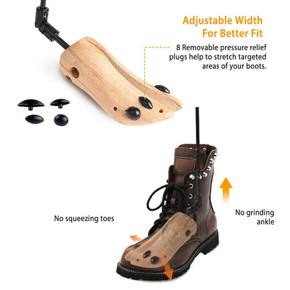 One Pair Boot Stretcher Adjustable Width Shoe Shaper Wooden Boot Widener Expander for Men