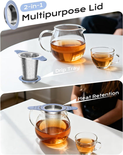 Tea Infuser for Loose Leaf Tea,Stainless Steel Tea Infuser with Heat Proof Silicone Handles,Extra Fine Mesh Tea Strainers Filter Fine Tea Leaves Effectively,Fits TeaPots/Mugs