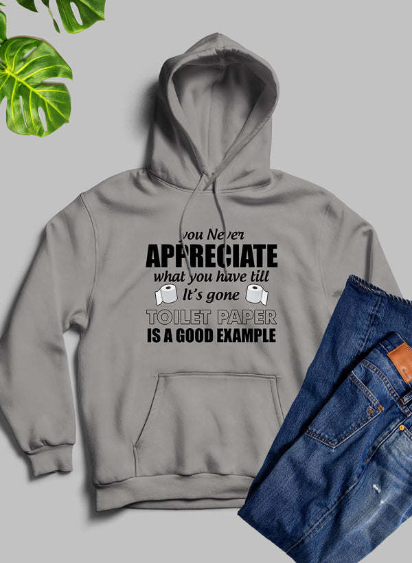 Heather gray hoodie with front graphic print and kangaroo pocket, pullover hood