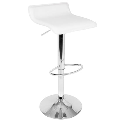 Bistro Square-Ale Contemporary Adjustable Bar Set in Silver and Chrome Metal with White PVC and Oval Footrest by - 3 Piece