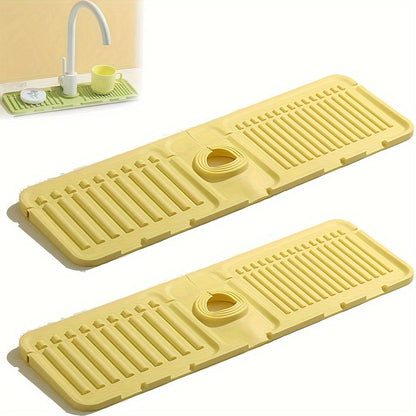 2Pcs Kitchen Sink Splash Guard - Silicone Faucet Handle Drip Catcher Tray Behind Faucet, Kitchen Gadgets Sink Accessories for Kitchen Counter and Bathroom