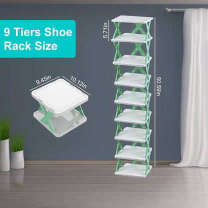 9Tier Narrow Entryway Shoe Rack Free Standing Vertical Shoe Organizer Plastic Shoes Storage Shelf Closet Hallway