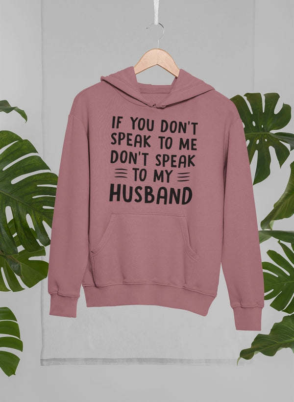 Mauve hoodie with front slogan graphic and kangaroo pocket