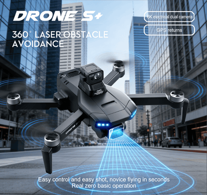 DRONE S+ 6K Electric Tuning Dual-Camera Drone with 360° Laser Obstacle Avoidance, GPS Automatic Return, Perfect Aerial Photography Tool for Beginners with Zero Threshold