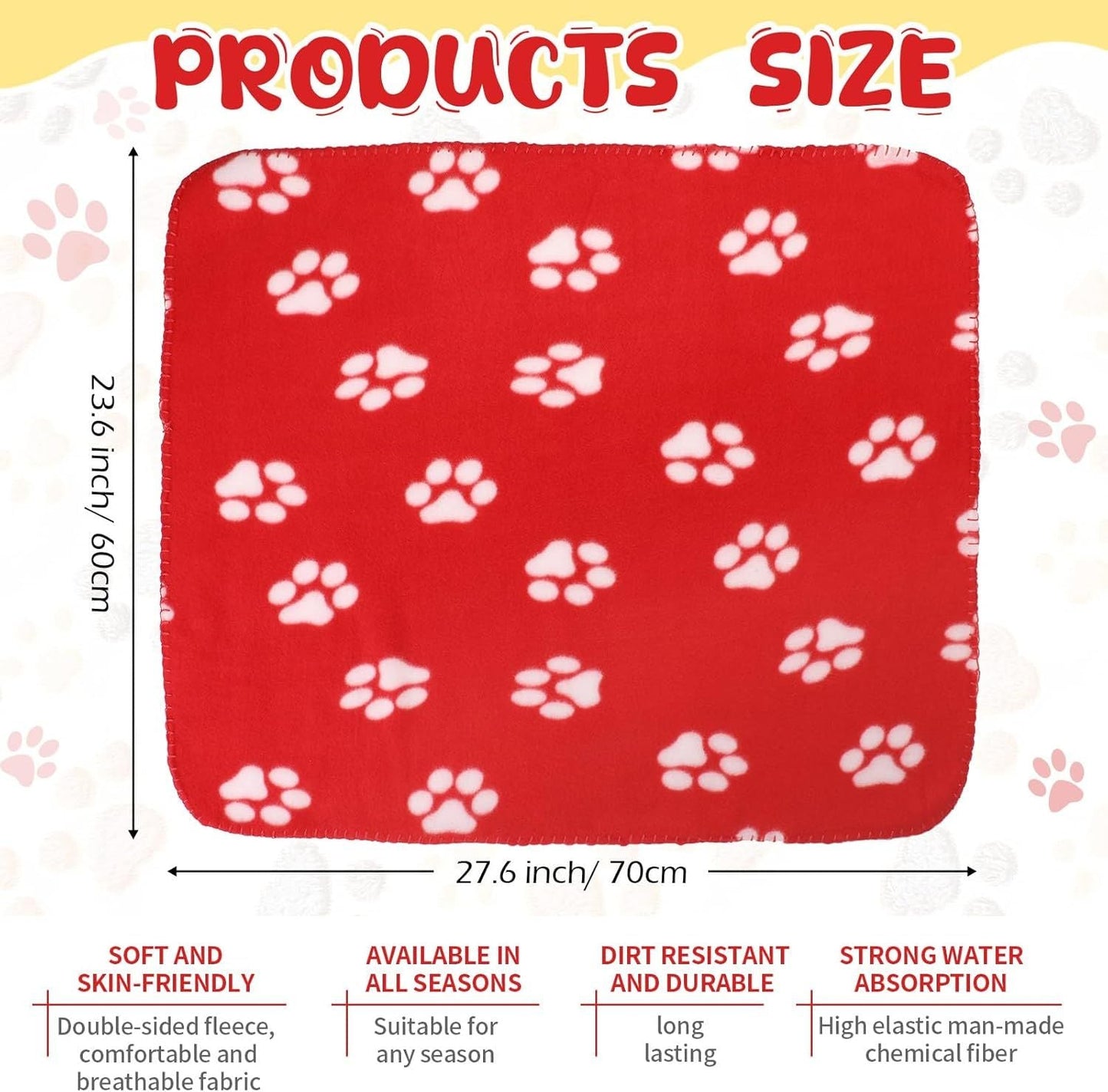 10 Pieces Pet Blankets with Paw Print Dog Cat Fleece Blankets Soft Warm Sleep Mat Pad Bed Cover for Kitten Puppy and Other Small Animals, 24 x 28 Inch
