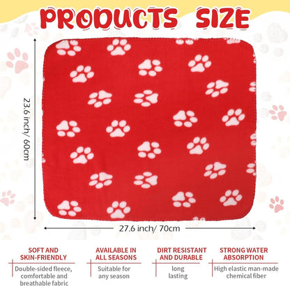 10 Pieces Pet Blankets with Paw Print Dog Cat Fleece Blankets Soft Warm Sleep Mat Pad Bed Cover for Kitten Puppy and Other Small Animals, 24 x 28 Inch