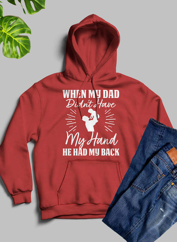 Red pullover hoodie with front print graphic and long sleeves
